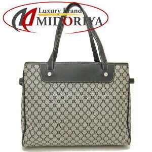 Celine Macadam Canvas Leather Tote Bag Gray Black